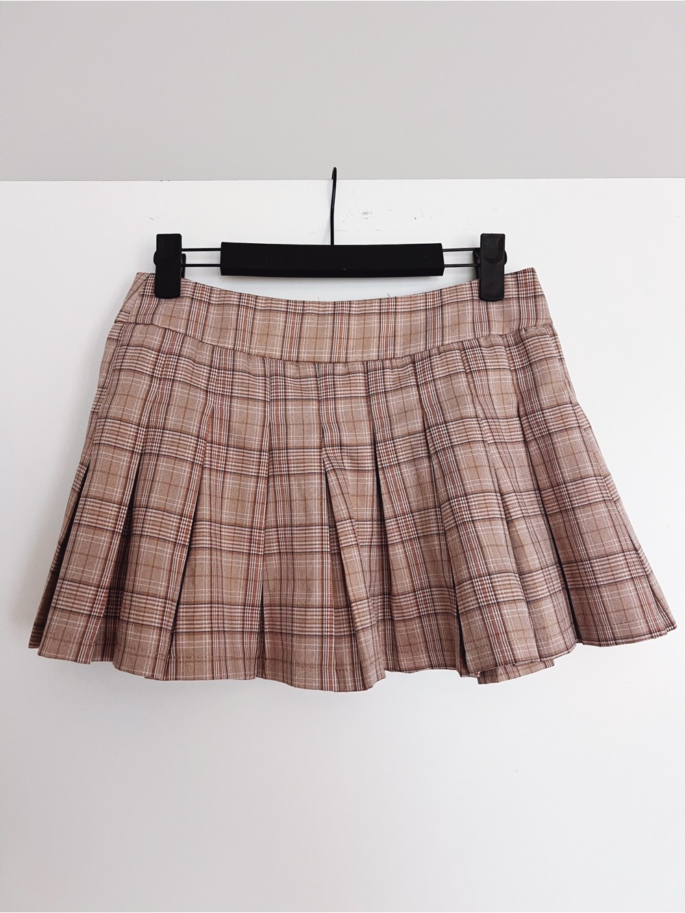 Princess Polly Plaid Pleated Mini Skirt in Light Brown